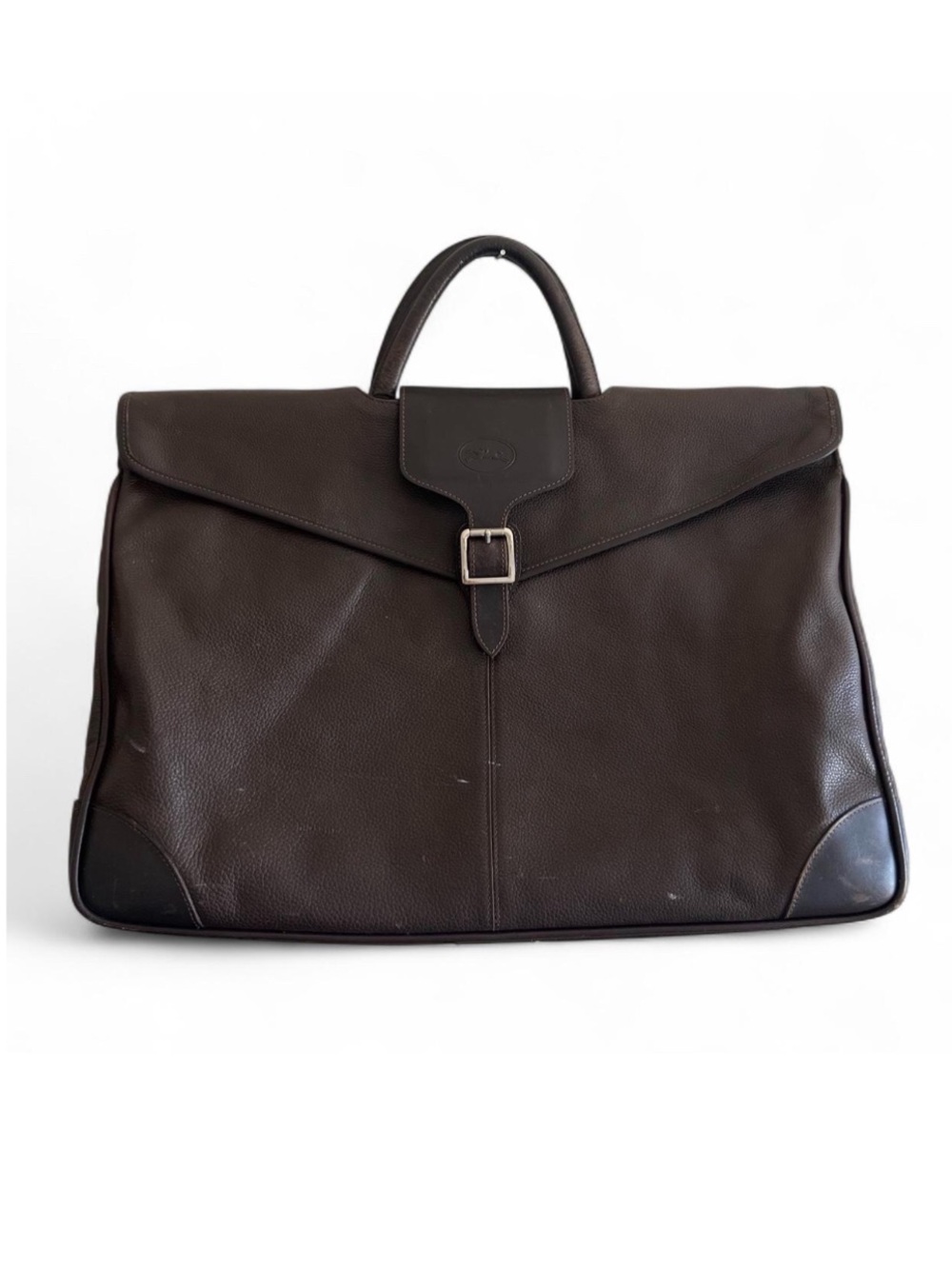 Vintage Longchamp Brown Leather Briefcase with pebbled texture #business #profe